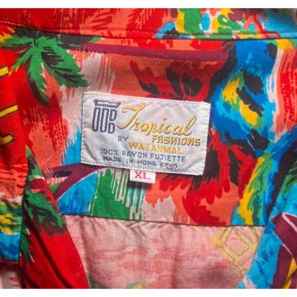 Vtg Tropical Fashions Hawaiian Shirt Treasure Island Resort Wear Beach Vacation - Picture 6 of 6